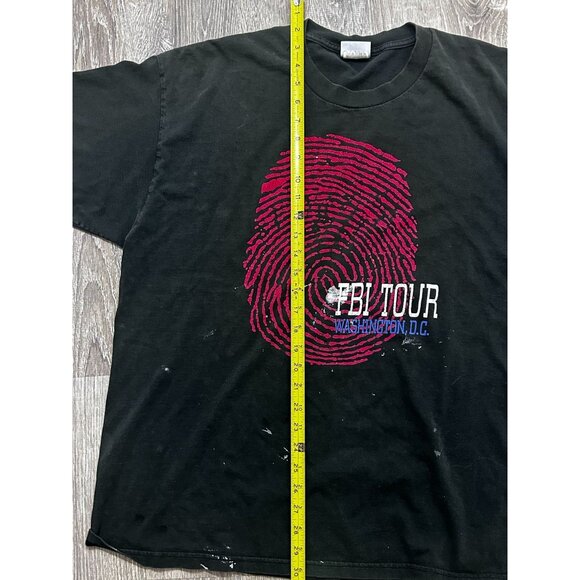 Vintage 1990 FBI Tour Washington Fingerprint T-Shirt Adult M Black - Picture 7 of 9